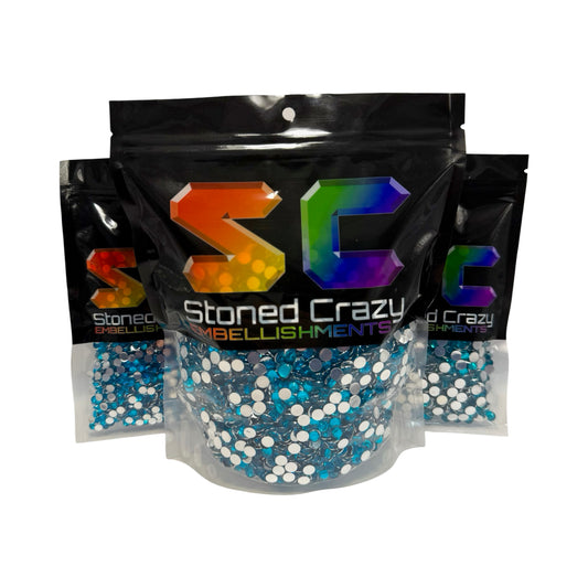 Capri Blue Resin Silver Back Rhinestones