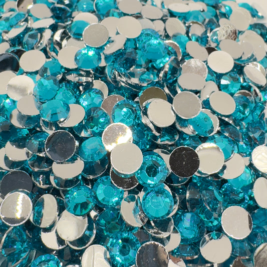 Capri Blue Resin Silver Back Rhinestones