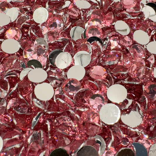 Dark Pink Resin Silver Back Rhinestones
