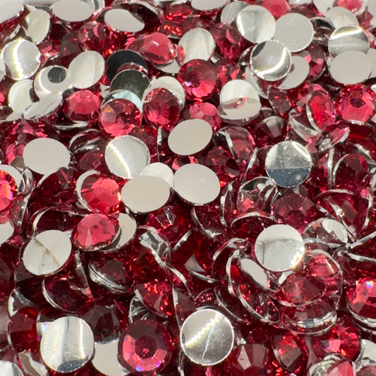 Dark Rose Resin Silver Back Rhinestones