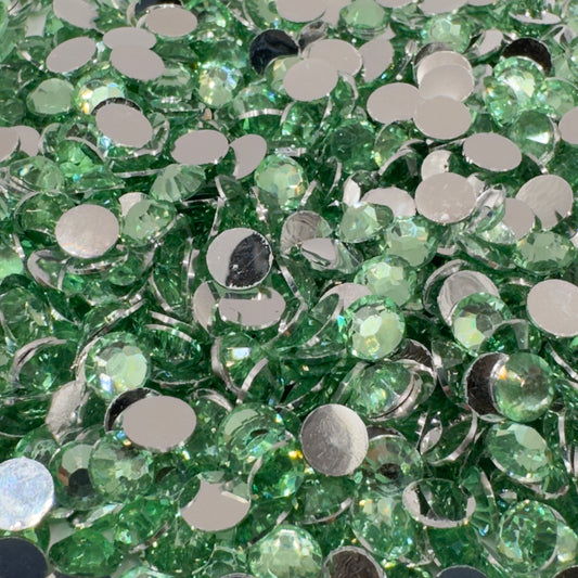 Light Peridot Resin Silver Back Rhinestones