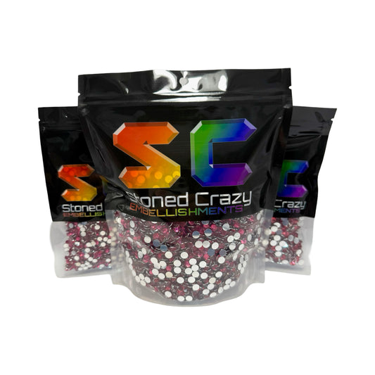 Dark Rose Resin Silver Back Rhinestones